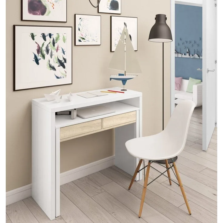 habeig Regal-Schreibtisch Schreibtisch + Kommode ausziehbar Design 100cm Flurschrank, ausziehbar