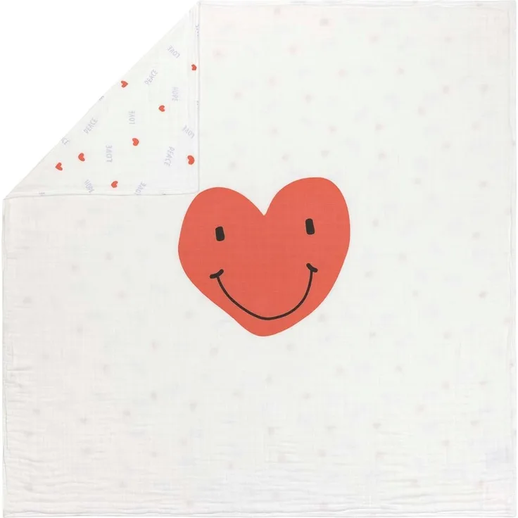 LÄSSIG Babydecke Wickeldecke Kuscheldecke kuschelig weich atmungsaktiv/Heavenly Soft BlanketHappy Rascals Heart