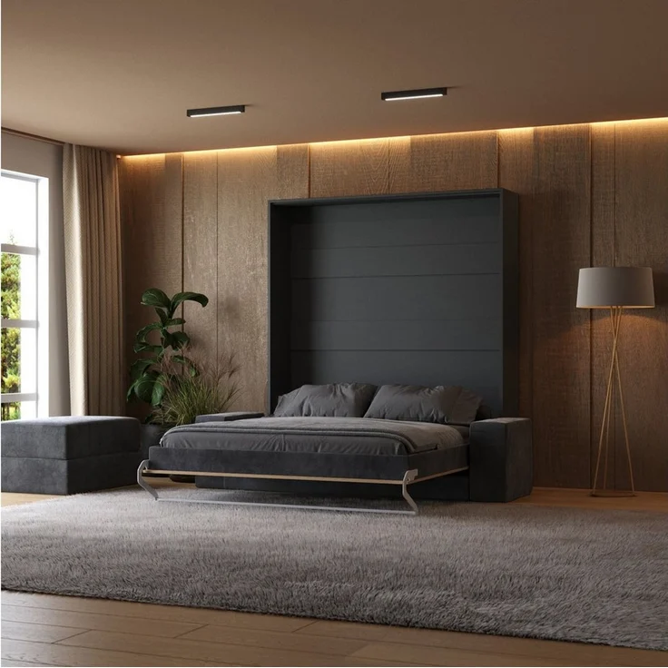SMARTBett Schrankbett SMARTBett Schrankbett M1 180x200 Vertikal inkl. Anthrazit SOFA (Schrankbett, 2-St, Schrankbett+ Sofa) – Bild 3