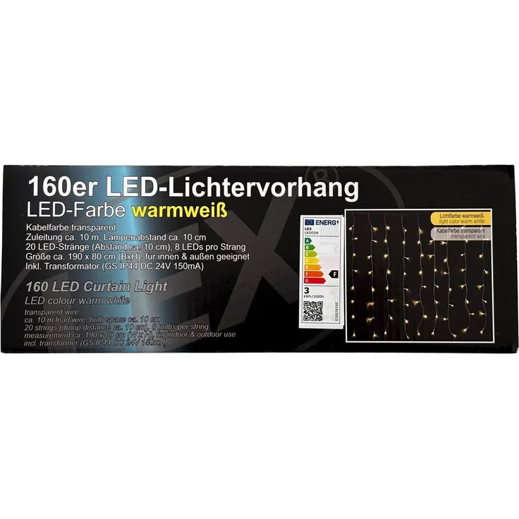 Mojawo Lichtervorhang 160er LED-Lichtervorhang Innen und Außen warmweiß – Bild 4