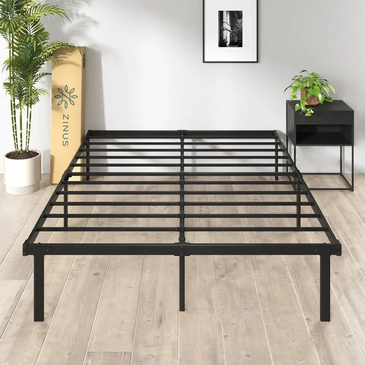 Zinus Caleb Bettgestell, 160x200 cm, Höhe 36 cm, mit Stauraum unter dem Bett, Stahlrahmen, faltbar, Schwarz – Bild 4