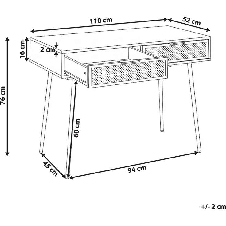Schreibtisch CHULA Hellbraun 110 cm 52 cm – Bild 2