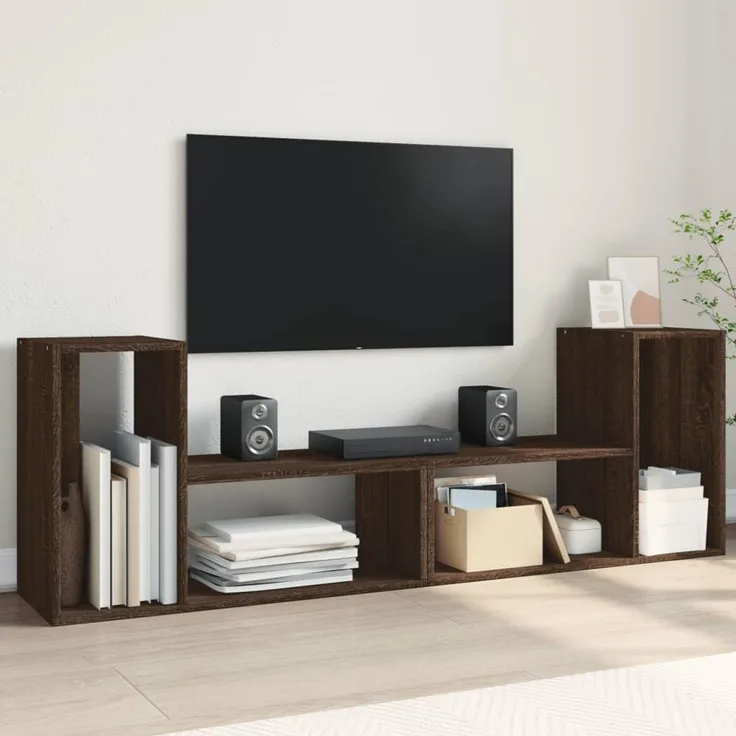 2 pcs TV-Schrank, Lowboard Braun Eichen-Optik 75 x 30 x 50 cm Holzwerkstoff