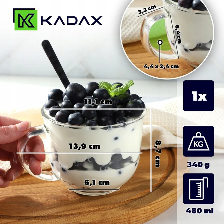KADAX Kaffee-Tee-Glas, 480 ml, Becher mit Henkel – Bild 3