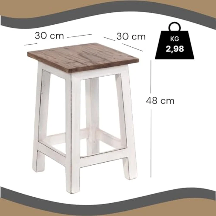 DESIGN DELIGHTS Hocker Sitzhocker MADERO, 48x30cm(HxB) Altholz Holzhocker, massivholz Hocker – Bild 3