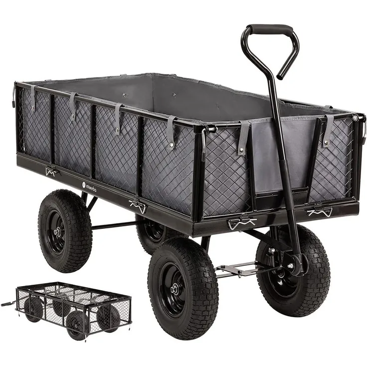 Miweba Bollerwagen MB-700 faltbarer Transportwagen Handwagen Gartenwagen 700 kg (Grau)