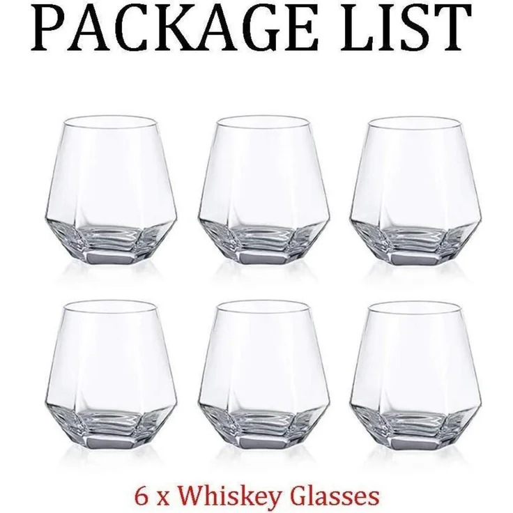 Diamond Whisky Glasses 6er-Set 300 Ml Bourbon Scotchglas Whiskyglas Moderner – Bild 7