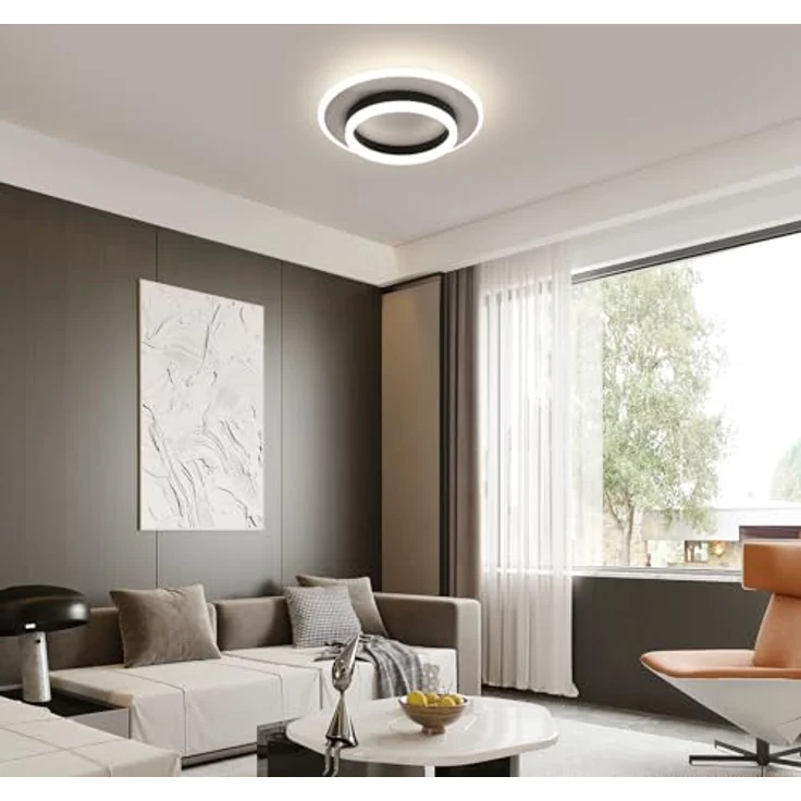 Goeco LED Deckenlampe Innen, Ø30 CM 28W 3150LM 4500K Modern Rund Deckenleuchte aus Acryl, LED Lampen Deckenbeleuchtung Neutrales Licht für Schlafzimmer, Wohnzimmer, Flur, Küche, Weiß – Bild 9