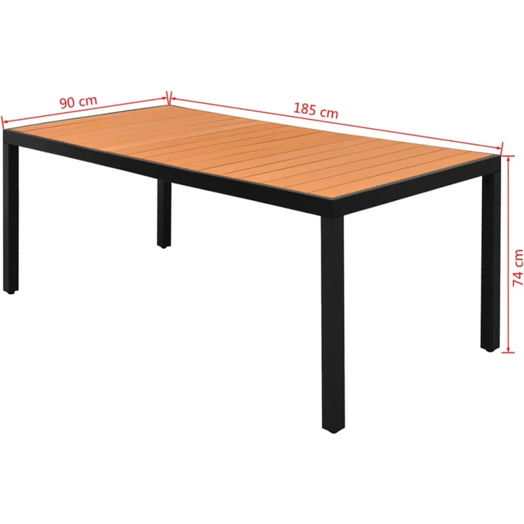 Gartentisch, Balkontisch, Küchentisch Braun 185 x 90 x 74 cm Aluminium und WPC – Bild 3