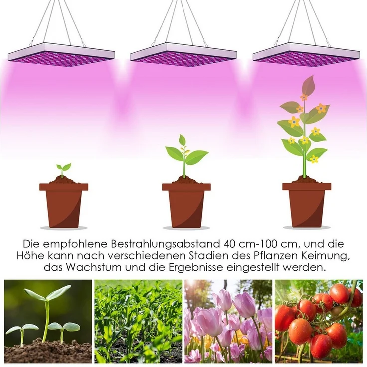 Clanmacy Pflanzenlampe LED Pflanzenlampe 15W Grow Lampe Vollspektrum 225 LEDs Pflanzenlicht – Bild 2