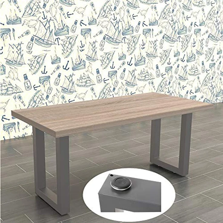 Tischuntergestell 90x72 cm Möbelfüße Grau Tischbeine Industrie Bankkufen Stahl – Bild 3