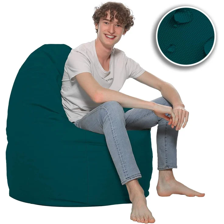 HomeIdeal - Sitzsack XXL Bodenkissen für Erwachsene & Kinder - Geeignet für Gaming oder Entspannen - Indoor wie Outdoor da er Wasserfest ist - mit EPS Perlen, Farbe:Petrol, Größe:XXXL – Bild 6