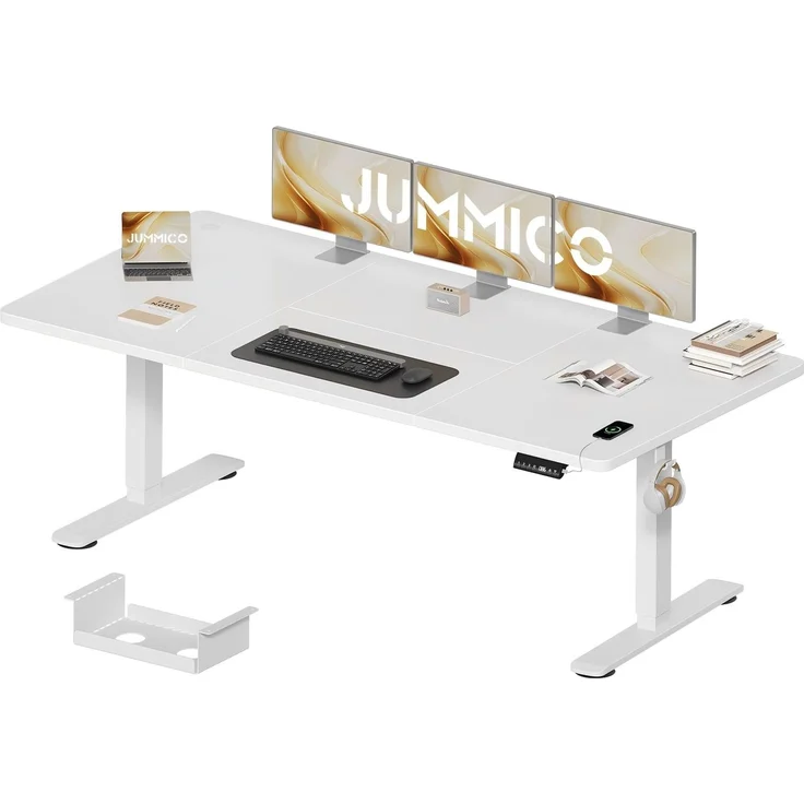 JUMMICO Schreibtisch elektrisch höhenverstellbar mit Kabelwanne & USB-Buchse, 200 x 80 cm