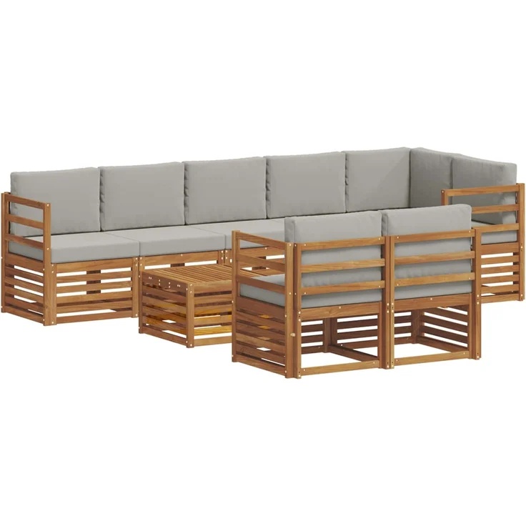 vidaXL Outdoor-Sofagarnitur 9 stk. 8-Sitzer Natur und Hellgrau 3375031 – Bild 2