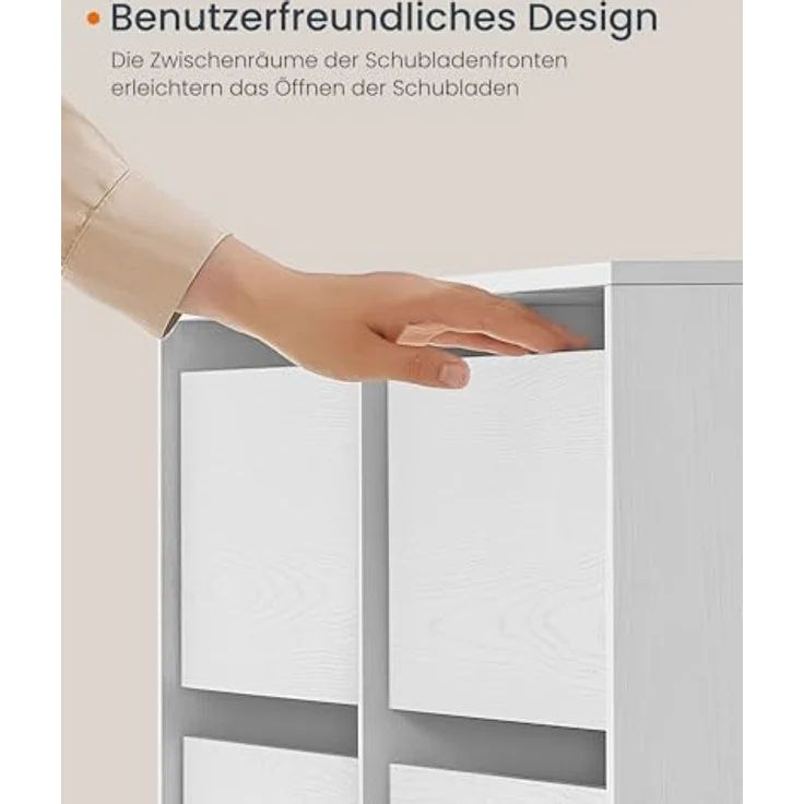 SONGMICS HOME Kommode, Schrank, Schminktisch mit Regal, Schnelle werkzeuglose Montage, nebeneinander oder L-förmig, für Schlafzimmer, Arbeitszimmer, Toolless-Technologie,schneeweiß – Bild 8