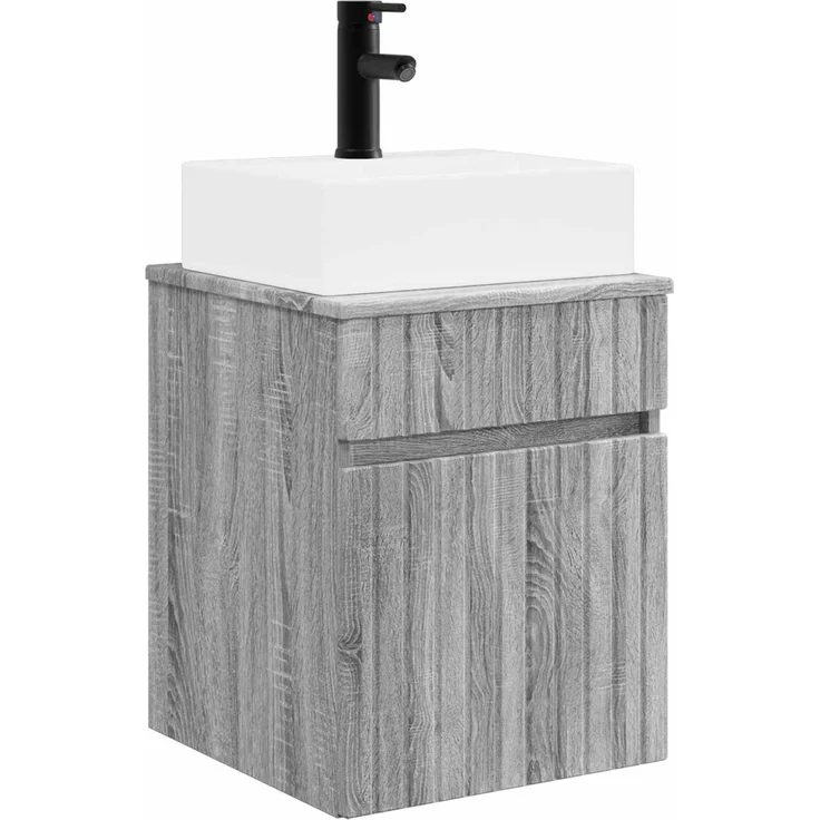 vidaXL Wandmontierter Waschbeckenunterschrank Grau Sonoma 890578 – Bild 2