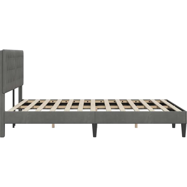 vidaXL Bettrahmen mit Kopfteil Dunkelgrau 120 x 200 cm Samt 42027656 – Bild 5
