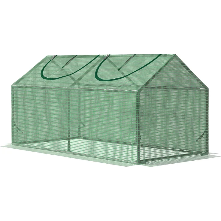 Wohnora-Mini-Gewächshaus mit 2 aufrollbaren Fenstern, hochdichter PE-Folie (140 g/m²), 120 x 60 x 60 cm, dunkelgrün,H 600cm x T 740cm x B 600cm – Bild 3
