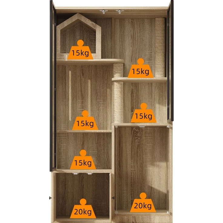 Abrihome Katzenkäfig mit Kratzpfosten, Natur, 160x50x90 cm – Bild 7