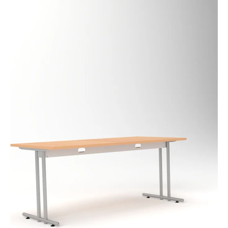 Rheinland Möbel Statio Schreibtisch 180x80 cm höhenverstellbar ±10 mm in Buche – geräumiger Bürotisch für Homeoffice & Büro, gerader Fuß, Kabelwanne, einfache Montage, FSC® zertifiziert
