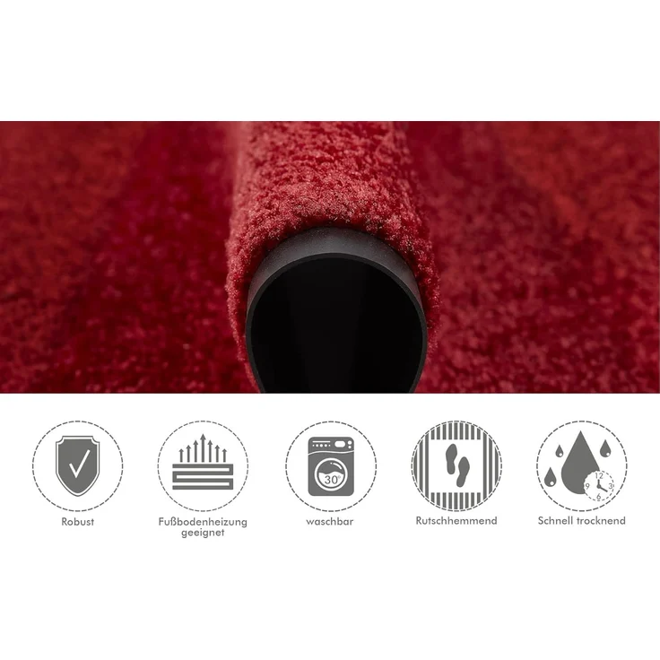 Andiamo 'Super Wash & Clean' Fußmatte, Made in Belgium, rechteckig, Höhe: 7 mm, rutschhemmend, waschbar, Rot, 60 x 90 cm – Bild 7