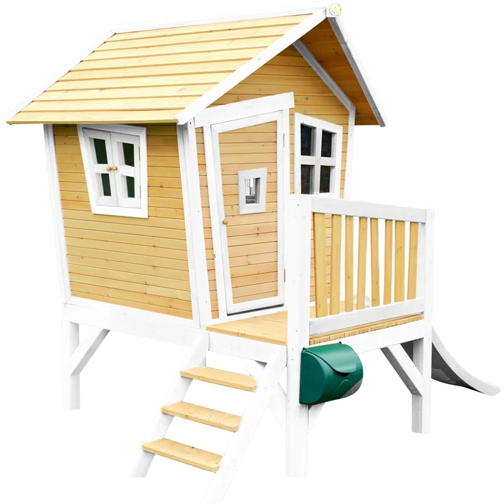 AXI Spielhaus Robin mit weißer Rutsche Stelzenhaus in Braun & Weiß aus FSC Holz für Kinder | Braun, weiß | Holz | 177 cm – Bild 3