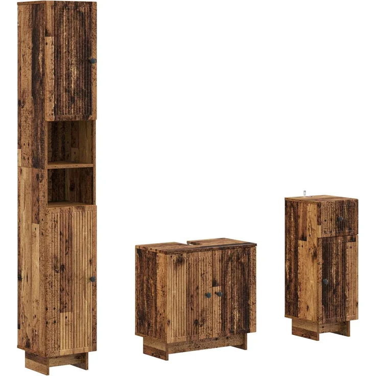 vidaXL 3-teiliges Badezimmer-Schranksystem EDE Holzwerkstoff 3417826 – Bild 1