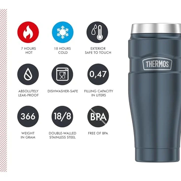 Thermos STAINLESS KING Thermobecher aus Edelstahl ice grey 0,47l - Coffee to Go Becher, absolut dicht, spülmaschinenfest, 7h heiß & 18h kalt, mit Haken für Teebeutel, BPA-frei – Bild 6