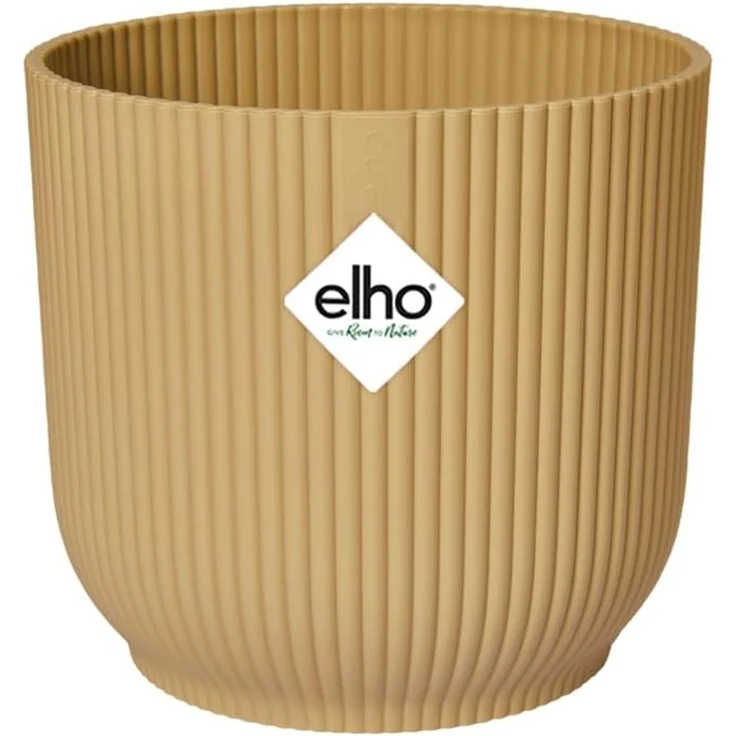 elho Vibes Fold Rund 14 Pflanzentopf - Blumentopf für Innen - 100% recyceltem Plastik - Ø 14.1 x H 12.9 cm - Gelb/Buttergelb – Bild 1