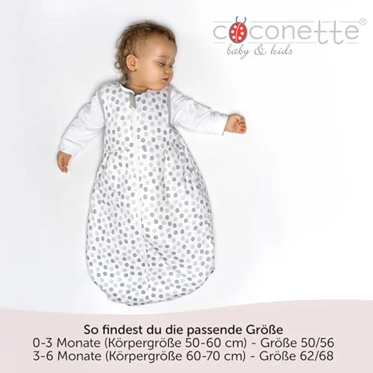 Coconette 2-tlg. Schlafsack-Set Circle Weiß Grau, 2in1 Babyschlafsack mit langärmeligen Innensack und gefüttertem Außensack, Gr. 50/56 – Bild 9
