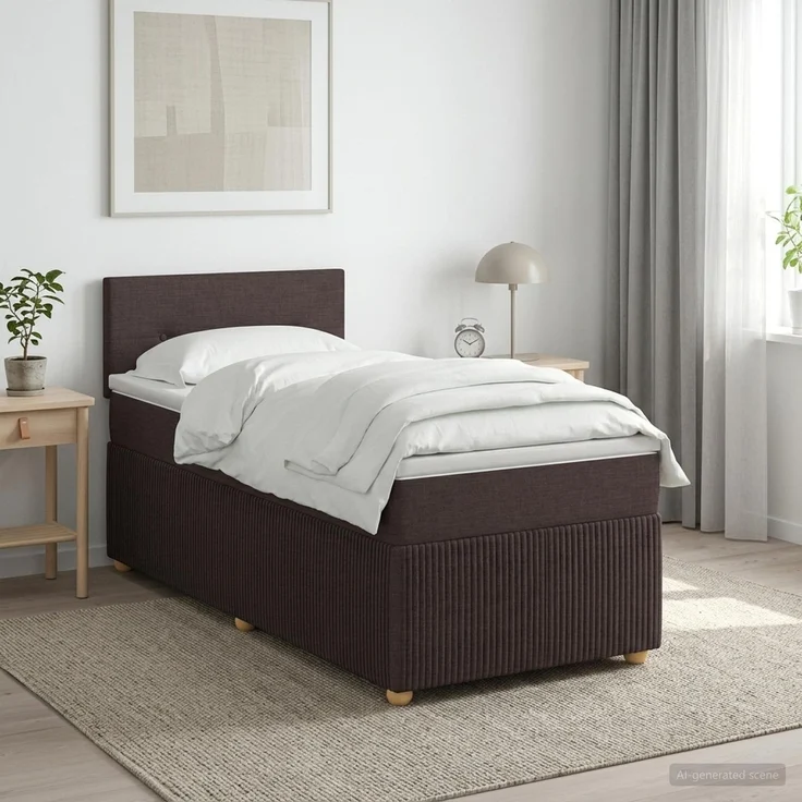 vidaXL Boxspringbett mit Matratze Dunkelbraun 90 x 200 cm Stoff 3451380 – Bild 1