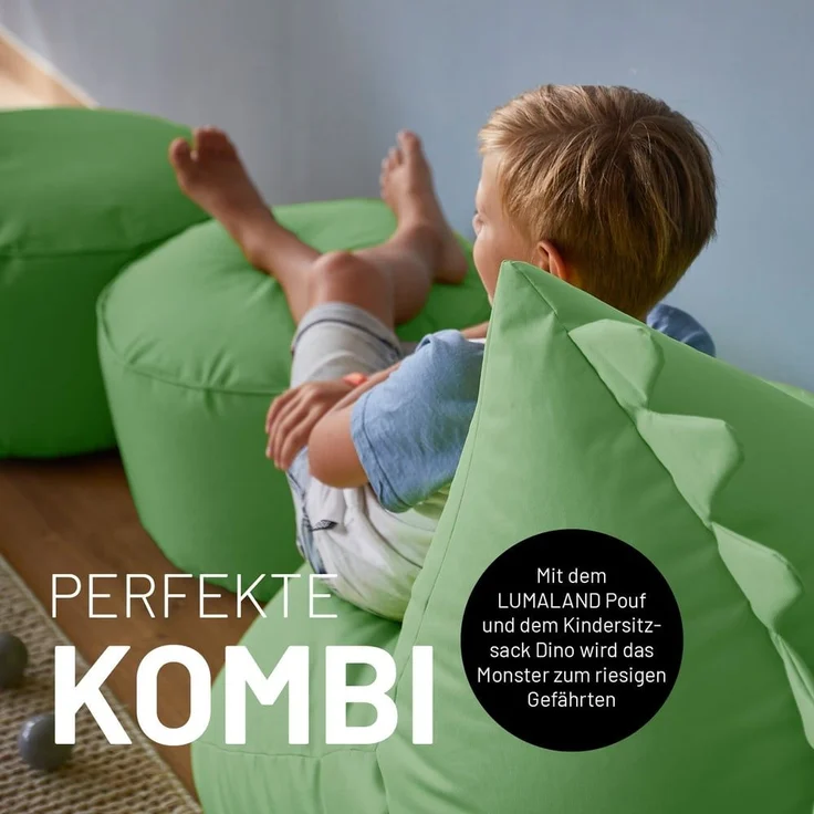Lumaland Sitzsack Kinder Monster 80x80x70 cm, weiches Sitzpolster, pflegeleichtes Material, leicht – Bild 3