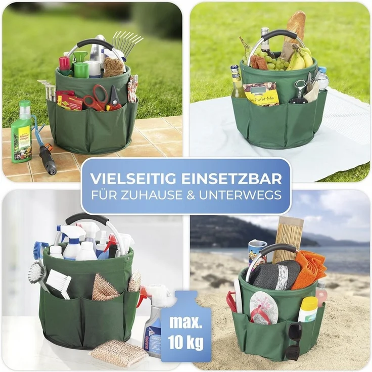Maximex Organizer Universal-Reinigungs-Caddy (1 St), mit 6 Außentaschen für Gartenwerkzeug, großes Hauptfach, faltbar, 16 l – Bild 3