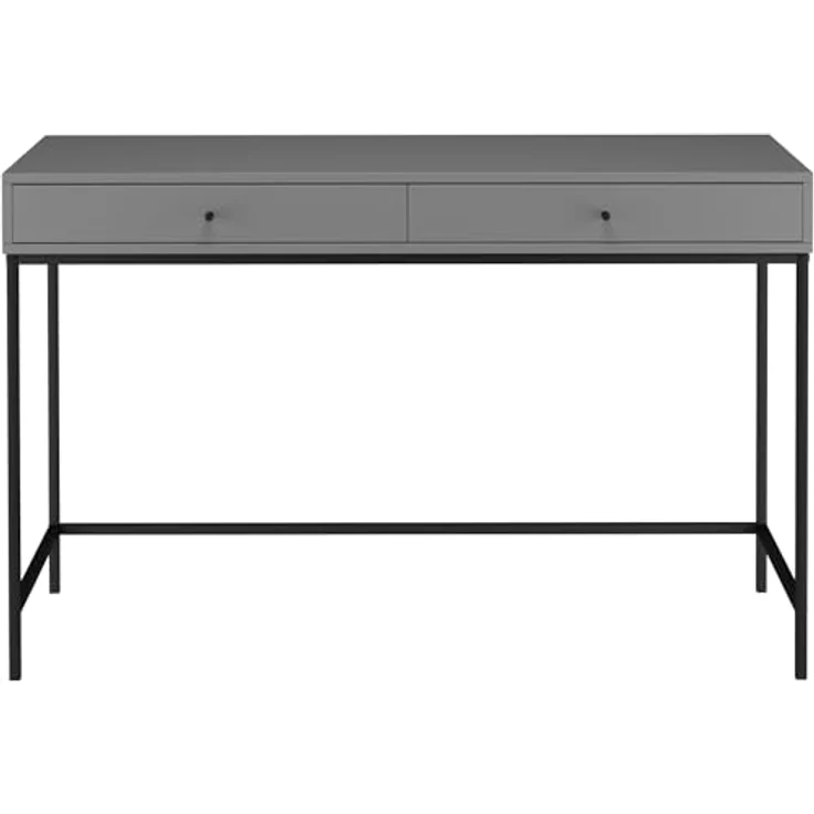 Celine Schreibtisch mit 2 Schubladen aus Spanplatte in Grau, mit Metallbeinen (BxTxH) 120x50x76 cm – Bild 3