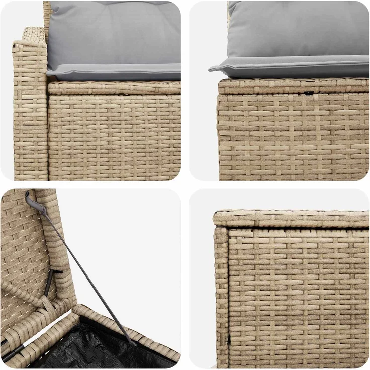 vidaXL Sofa Set 5 stk. Beige und Hellgrau Polyrattan und Stahl 3447825 – Bild 7