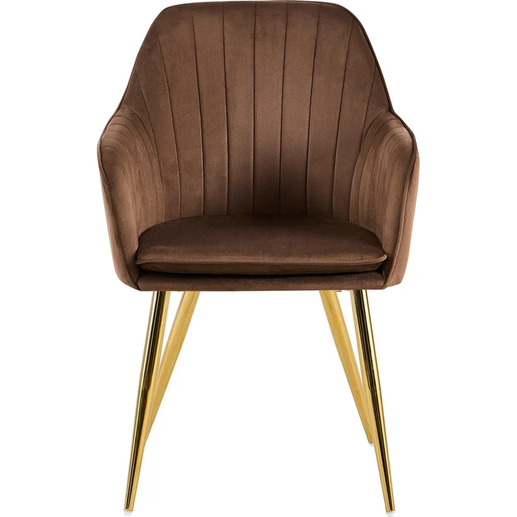 Esszimmerstuhl SULIS - Samt Braun 60x86x57 cm Gold | Essstühle Esszimmerstühle Küchenstühle Wohnzimmerstühle – Bild 6