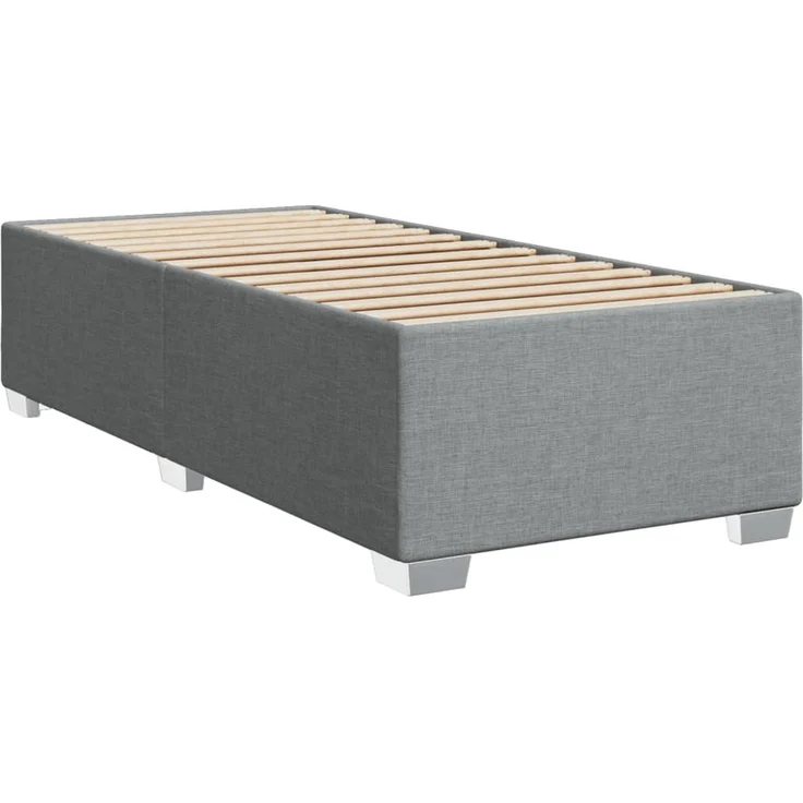 Boxspringbett mit Matratze, Stoff, Viereckige, grauer Fuß, Hellgrau, 90x200 cm, true – Bild 8