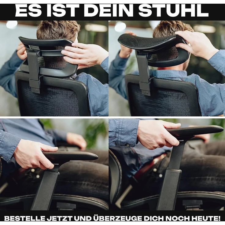VALKENSTOL M5 MESH-SITZ Bürostuhl ergonomisch mit Mesh Sitz - 5 Jahre Garantie - 3D-Armlehnen - adaptive Lordosenstütze - verstellbare Sitztiefe – Bild 9