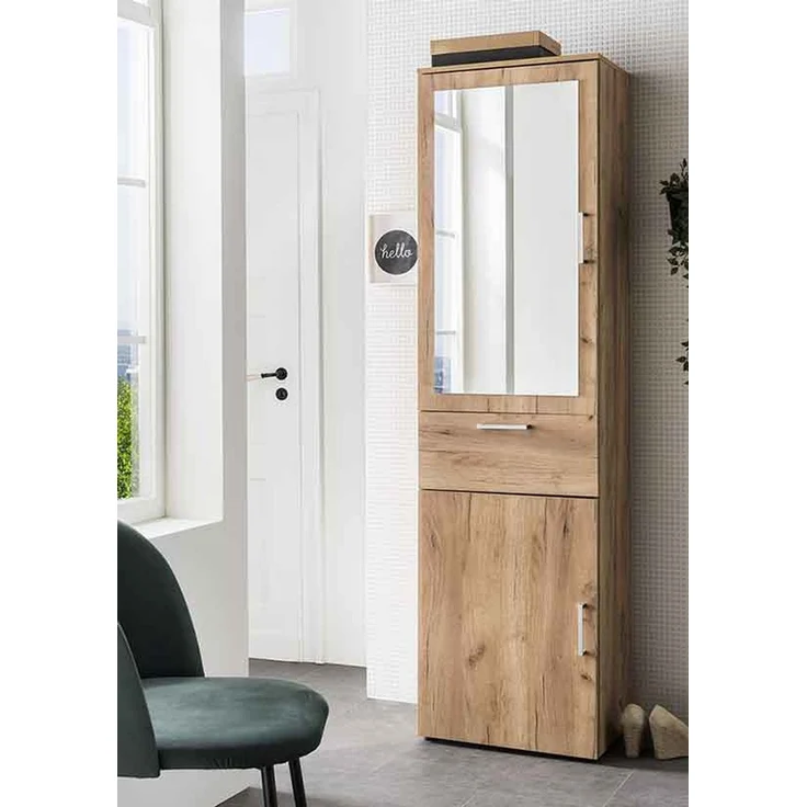 Garderobenschrank >8871-79< in Wotaneiche, Holzwerkstoff - 50x195x32cm (BxHxT) – Bild 1