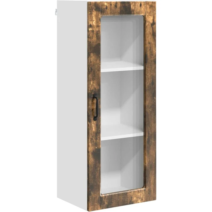 vidaXL Wandglas-Schrank PORTO Räuchereiche 40 x 31 x 100 cm 885450 – Bild 2