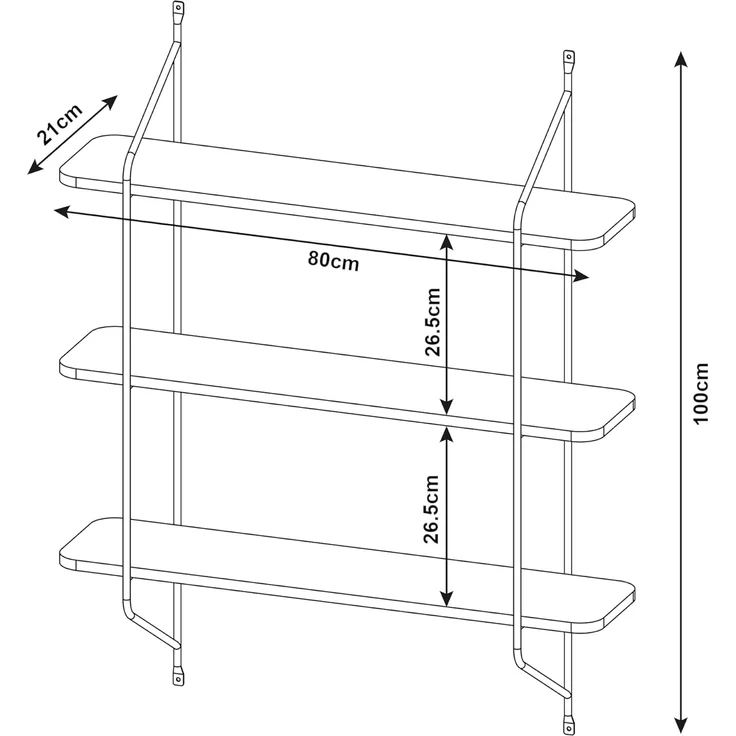 Wandregal Østfold 100x80x21 cm Schwarz [en. casa] – Bild 2