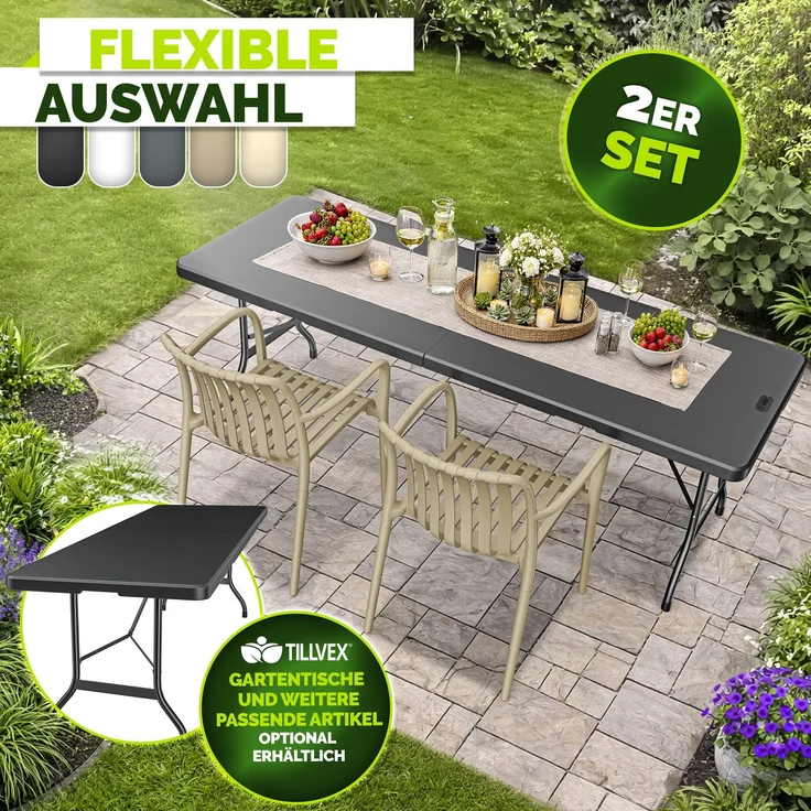 tillvex® Gartenstühle 2er Set Stapelbar Wetterfest mit Armlehne | Outdoor Stühle bis 120kg belastbar | Gartenstühle Outdoor | Terrassenstuhl Gartenmöbel Balkon Garten Terrasse – Bild 8