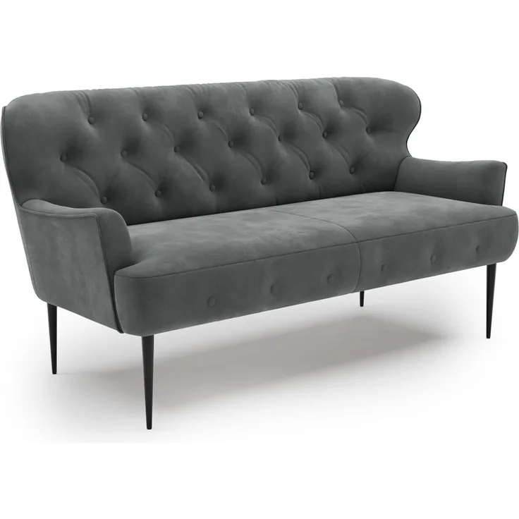 CAVADORE 2,5-Sitzer Küchensofa Amba, Trendige Sitzbank für Küche oder Esszimmer / 173 x 97 x 87 / Hochwertiges Mikrofaser: Grau