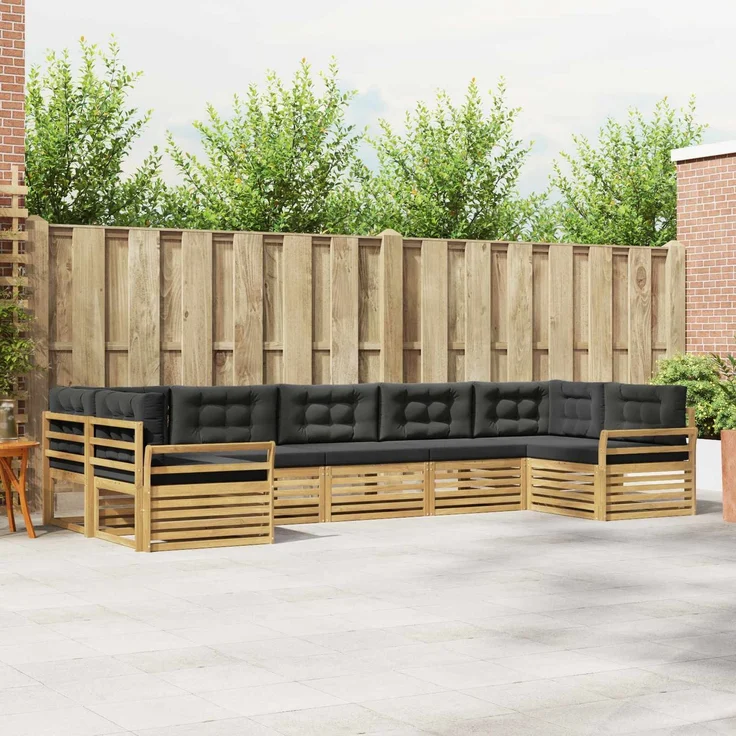 vidaXL Outdoor-Sofagarnitur 7 stk. 7-Sitzer Weiß und Anthrazit 3391087 – Bild 1