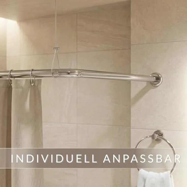Libaro Duschvorhang stange Duschstange L-Form & U-Form Duschvorhangstange Badewanne Breite 160 cm, Universal-Set Duschvorhangstangen Badewannen Eck-Duschen L & U-Form – Bild 6