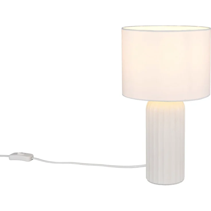 Tischleuchte, Keramik, weiß, E27, Schnurschalter, H 36 cm – Bild 7
