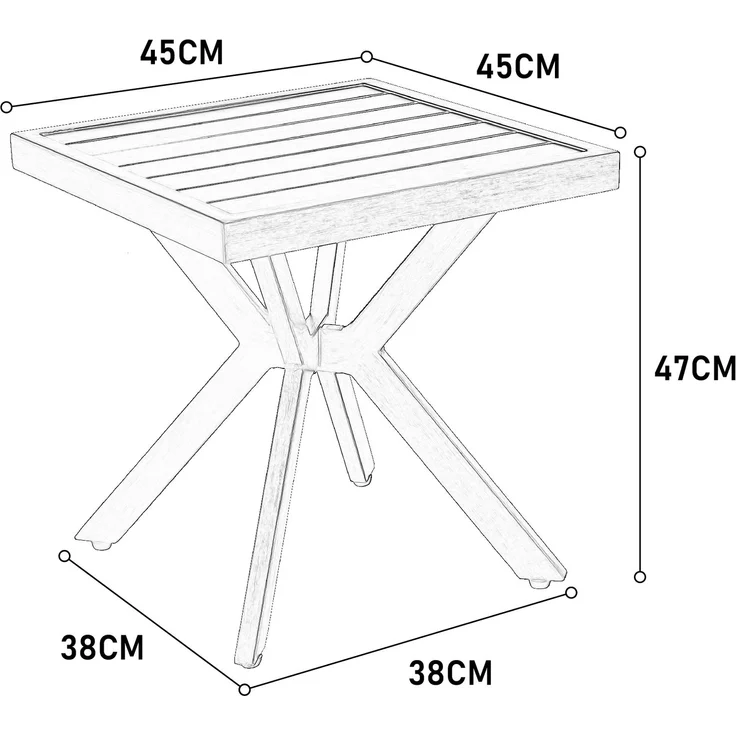 Abrihome Beistelltische Aluminium quadratisch wetterfest, Braun, 47x45x45 cm – Bild 7