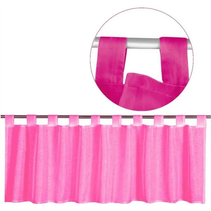 Schlaufen-Bistrogardine in B160cm x L45cm, transparente uni Scheibengardine Voile in vielen verschiedenen Farben erhältlich (pink - fuchsia) – Bild 1