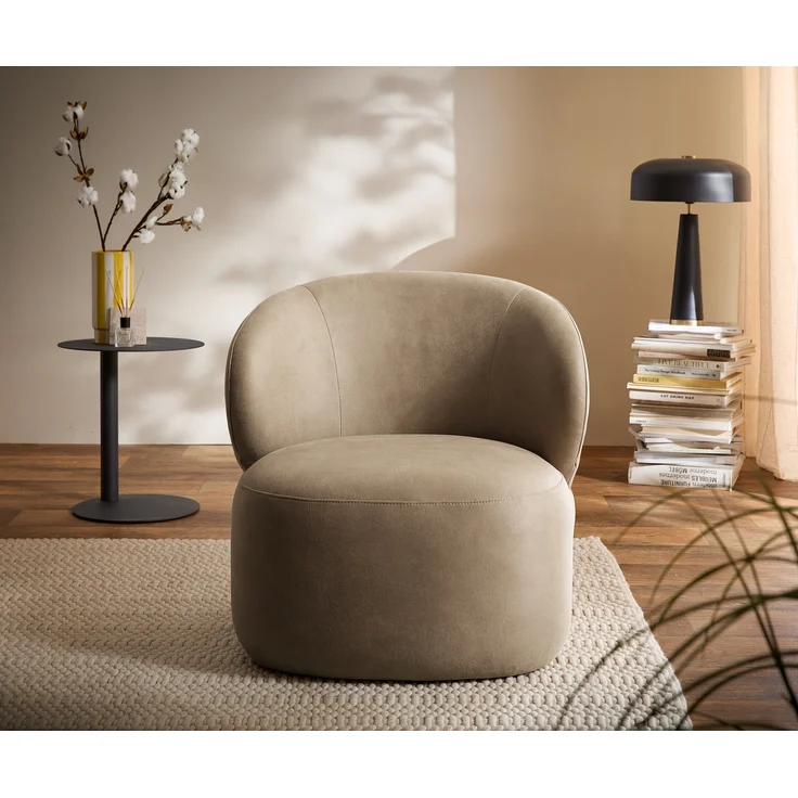 Loungesessel Pulo 80x80 cm Mikrofaser Beige Vintage – Bild 2