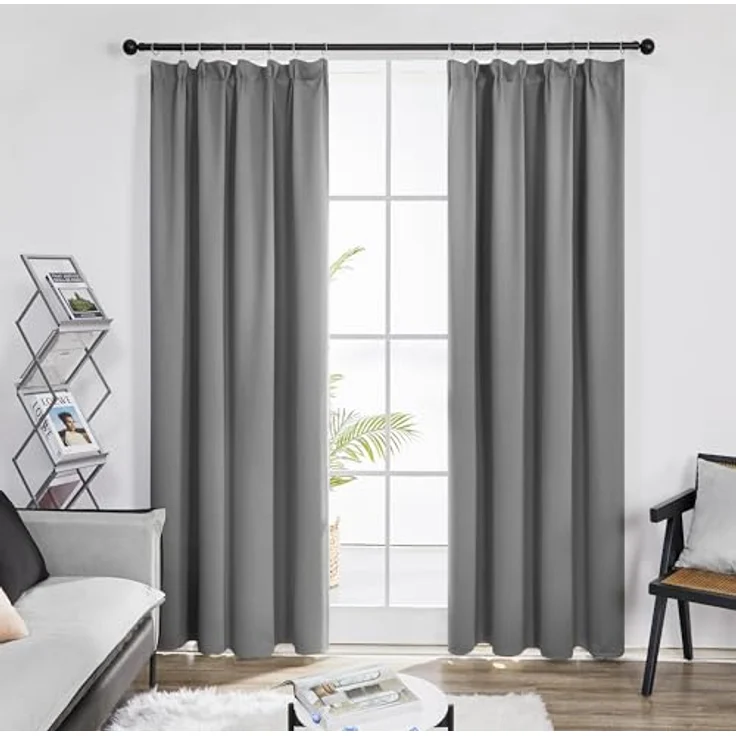Deconovo Gardinen mit Kräuselband Verdunkelnd Blickdicht Vorhänge Hellgrau | 2er Set, H 210 x B 140 cm, Thermogardine, Schlafzimmer Gardinen, Schlafzimmer Vorhänge, für Thermal Curtains, Übergardinen – Bild 6